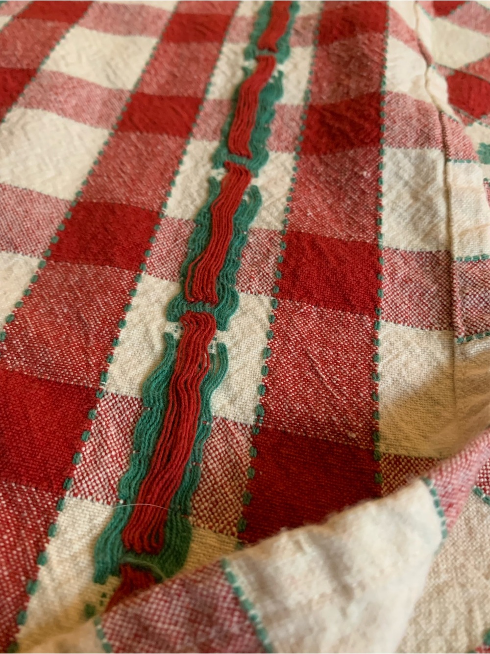Vintage Embroidered Christmas Tree Tablecloth - Picture 2 of 5